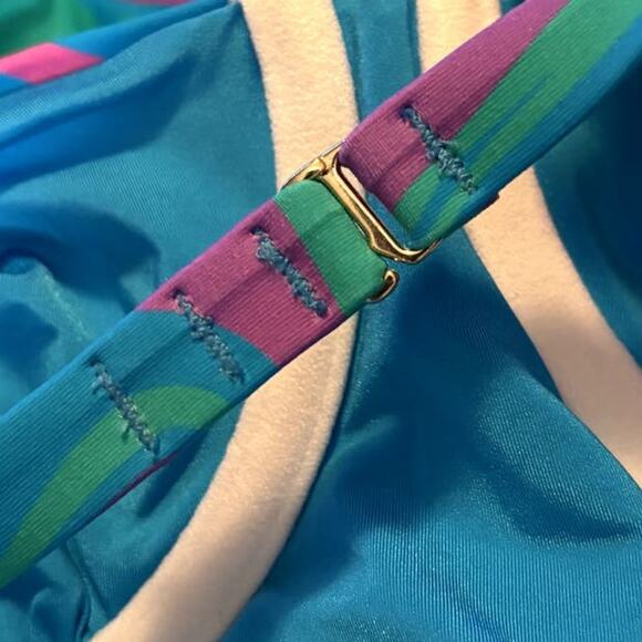 NWT WeWoreWhat Danielle 3.0 One Piece Women's Size XL Paradise Marble Ocean Blue - Picture 9 of 16